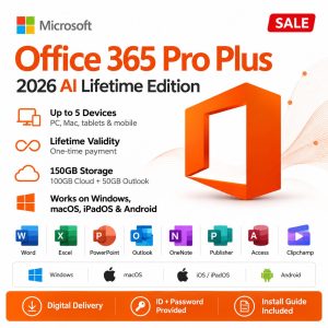 MlCROSCFT 365 Professional Plus MS (2026) with New Copilot Ai Edition | (upto 5 Devices, Lifetime Validity) Regular Updates with Unlimited Reinstallations