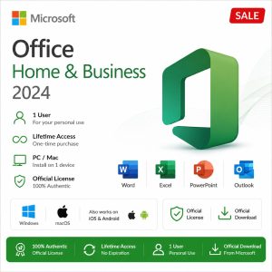Microsoft Office Home & Business 2024 | One time purchase, 1 Device | Windows 10/11, Mac - Key